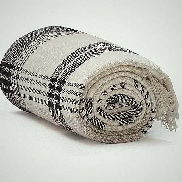 100 Cotton Lightweight Throw Blanket Cozy Herringbone Design Indoor Outdoor Use