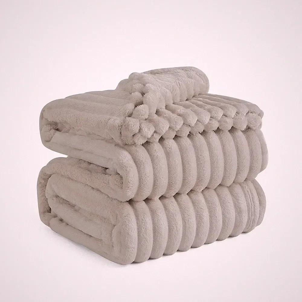Bedsure Twin/Twin XL Plush Blanket Linen Beige