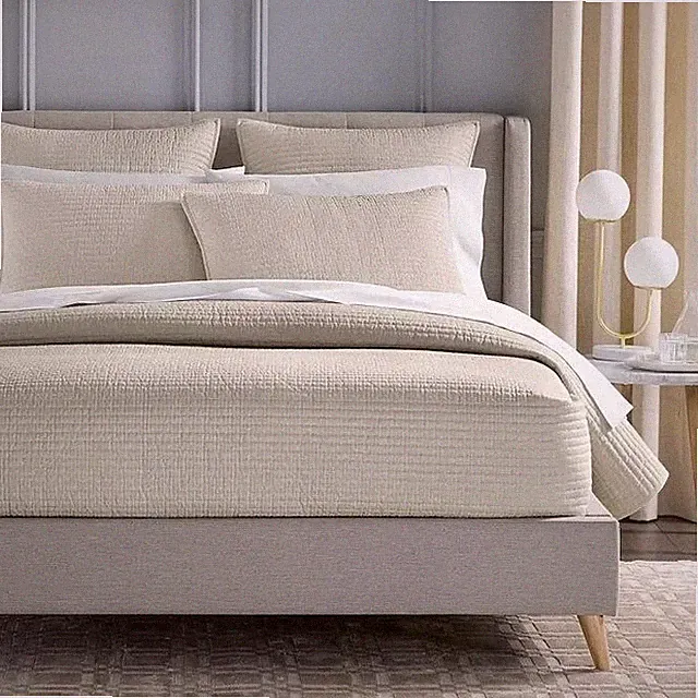 Hudson Park Collection Warm Beige Channel Stitch King Coverlet