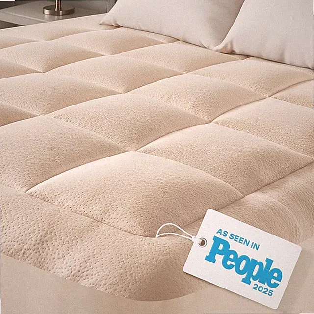 Queen Bamboo Mattress Topper Cooling Ultra Soft Back Pain Relief Deep Pocket